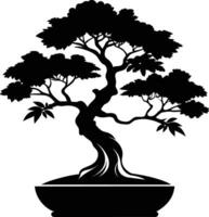 een zwart silhouet van een bonsai boom vector