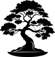 een zwart silhouet van een bonsai boom vector