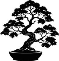 een zwart silhouet van een bonsai boom vector