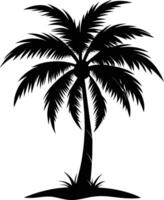 een zwart silhouet van een kokosnoot boom vector