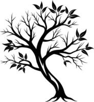 een boom Afdeling silhouet met zwart blad vector