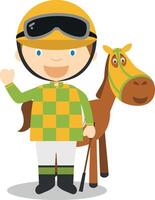 sport- tekenfilm illustraties. paard racing vector
