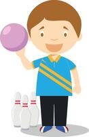 sport- tekenfilm illustraties. bowling vector