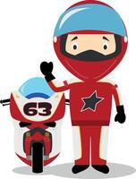 sport- tekenfilm illustraties. motorrijden vector