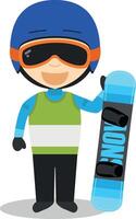 sport- tekenfilm illustraties. snowboarden vector