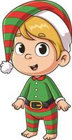 baby jongen Kerstmis elf tekenfilm tekening vector