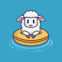 zwemmen schapen tekenfilm schattig illustraties vector