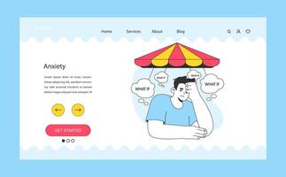 neurose web banier of landen bladzijde. chronisch spanning en ongerustheid mentaal vector