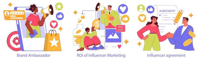 influencer marketing. vlak illustratie vector