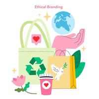 ethisch branding in tiener kleinhandel. illustratie. vector