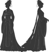 silhouet onafhankelijk Chinese Dames vervelend Hanfu zwart kleur enkel en alleen vector