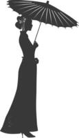 silhouet onafhankelijk Chinese Dames vervelend cheongsam of zansae zwart kleur enkel en alleen vector