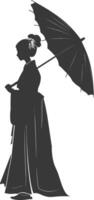 silhouet onafhankelijk Chinese Dames vervelend Hanfu met paraplu zwart kleur enkel en alleen vector