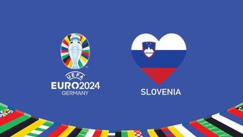 euro 2024 Slovenië embleem hart teams ontwerp met officieel symbool logo abstract landen Europese Amerikaans voetbal illustratie vector