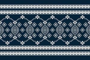 traditioneel etnisch motieven ikat meetkundig kleding stof patroon kruis steek.ikat borduurwerk etnisch oosters pixel marine blauw achtergrond. samenvatting, illustratie. textuur, decoratie, behang. vector