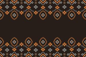 traditioneel zwart etnisch motieven ikat meetkundig kleding stof patroon kruis steek.ikat borduurwerk etnisch oosters pixel bruin achtergrond.abstract, illustratie. textuur, decoratie, behang. vector