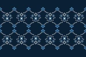 traditioneel etnisch motieven ikat meetkundig kleding stof patroon kruis steek.ikat borduurwerk etnisch oosters pixel marine blauw achtergrond. samenvatting, illustratie. textuur, decoratie, behang. vector