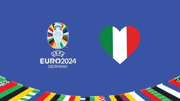 euro 2024 Italië embleem hart teams ontwerp met officieel symbool logo abstract landen Europese Amerikaans voetbal illustratie vector