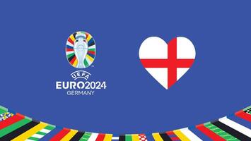 euro 2024 Engeland vlag hart teams ontwerp met officieel symbool logo abstract landen Europese Amerikaans voetbal illustratie vector