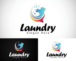 wasserij logo snel wasserij schoon wasserij kleding wassen logo gemakkelijk logo babbelen vector