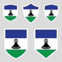 reeks van Lesotho vlag in schild vorm kader vector