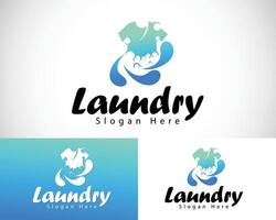 wasserij logo snel wasserij schoon wasserij kleding wassen logo gemakkelijk logo vector