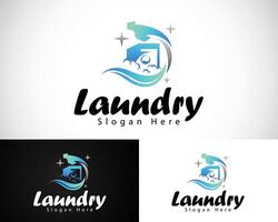 wasserij logo kleding wassen logo schoon logo creatief ontwerp vector