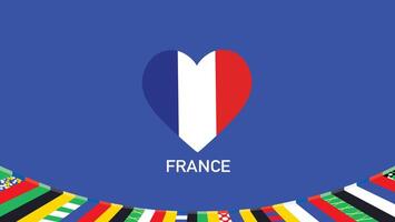 Frankrijk vlag hart teams Europese landen 2024 abstract landen Europese Duitsland Amerikaans voetbal symbool logo ontwerp illustratie vector