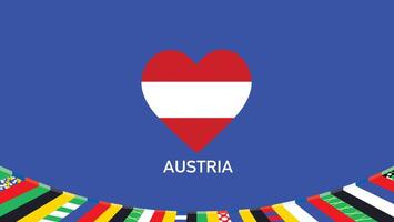 Oostenrijk embleem hart teams Europese landen 2024 symbool abstract landen Europese Duitsland Amerikaans voetbal logo ontwerp illustratie vector