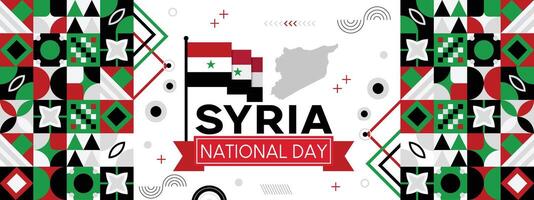 Syrië nationaal dag banier abstract viering meetkundig decoratie ontwerp grafisch kunst web achtergrond vector