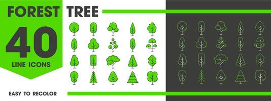 Woud en tuin park groen boom en fabriek pictogrammen vector