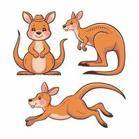 vlak illustratie van tekenfilm kangoeroe wit achtergrond vector