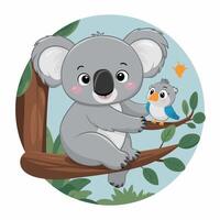 reeks van schattig grijs koala beer in verschillend poses aan het eten slapen bladeren tekenfilm dier ontwerp vlak illustratie geïsoleerd Aan wit achtergrond vector