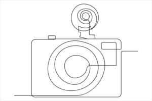 doorlopend single lijn tekening lijn kunst van retro foto camera icoon illustratie vector