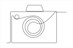 doorlopend single lijn tekening lijn kunst van retro foto camera icoon illustratie vector