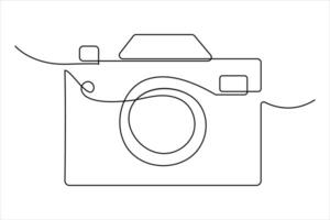 doorlopend single lijn tekening lijn kunst van retro foto camera icoon illustratie vector