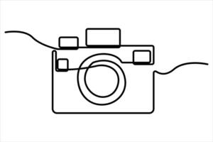 doorlopend single lijn tekening lijn kunst van retro foto camera icoon illustratie vector