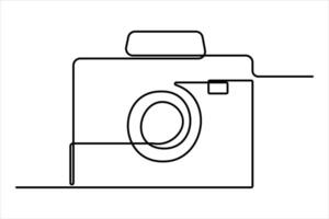 doorlopend single lijn tekening lijn kunst van retro foto camera icoon illustratie vector