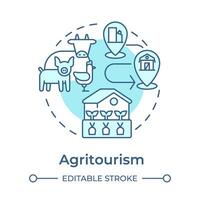 agrotoerisme zacht blauw concept icoon. niche toerisme. landelijk toerisme. boerderij activiteiten. dier veeteelt. ronde vorm lijn illustratie. abstract idee. grafisch ontwerp. gemakkelijk naar gebruik in blog post vector