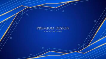 donker blauw luxe premie technologie achtergrond met schijnend goud lijn golven, geschikt voor spandoeken, achtergronden, brochures en affiches. illustratie vector