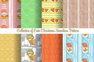 set collectie schattig kerst naadloos patroon vector