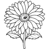 gerbera madeliefje bloem schets illustratie kleur boek bladzijde ontwerp, gerbera madeliefje bloem zwart en wit lijn kunst tekening kleur boek Pagina's voor kinderen en volwassenen vector