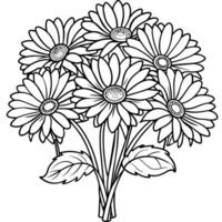 gerbera madeliefje bloem schets illustratie kleur boek bladzijde ontwerp, gerbera madeliefje bloem zwart en wit lijn kunst tekening kleur boek Pagina's voor kinderen en volwassenen vector