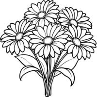 gerbera madeliefje bloem schets illustratie kleur boek bladzijde ontwerp, gerbera madeliefje bloem zwart en wit lijn kunst tekening kleur boek Pagina's voor kinderen en volwassenen vector