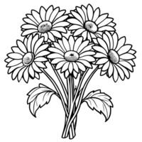 gerbera madeliefje bloem schets illustratie kleur boek bladzijde ontwerp, gerbera madeliefje bloem zwart en wit lijn kunst tekening kleur boek Pagina's voor kinderen en volwassenen vector