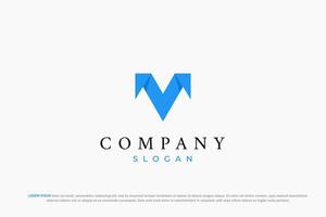 logo brief v gevouwen origami papier vector