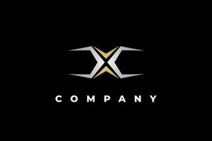 logo brief X luxe film stijl metalen vector