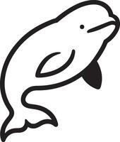 beluga walvis silhouet schets illustratie Aan wit achtergrond. vector