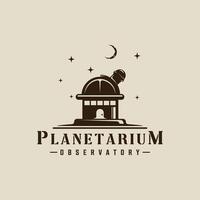 observatorium logo wijnoogst illustratie sjabloon icoon grafisch ontwerp. planetarium teken of symbool voor astronomie wetenschap concept met retro stijl vector