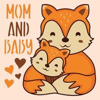 moeder en baby vos gelaagde papercut vector